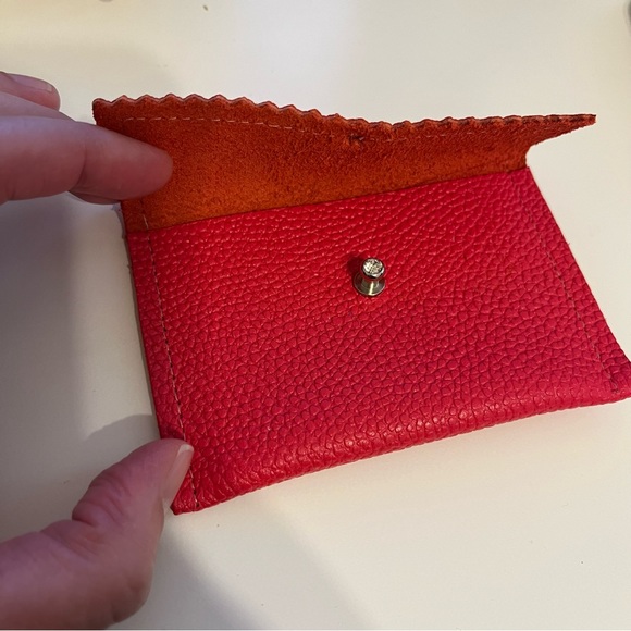 Handmade Red Leather Credit Card Business Card Case Holder - Picture 3 of 10